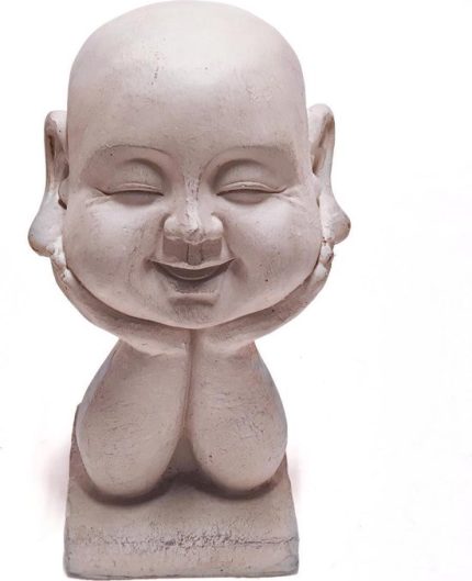 Happy Boeddha hoofd beeld modern 37 cm grijs | GerichteKeuze